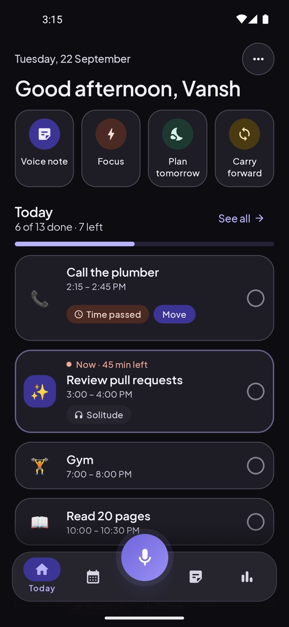 Home in dark mode