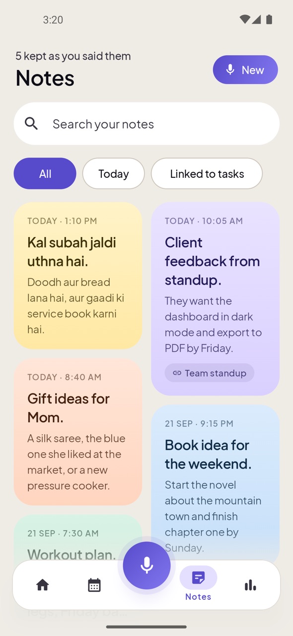 Colourful notes, including one in Hinglish